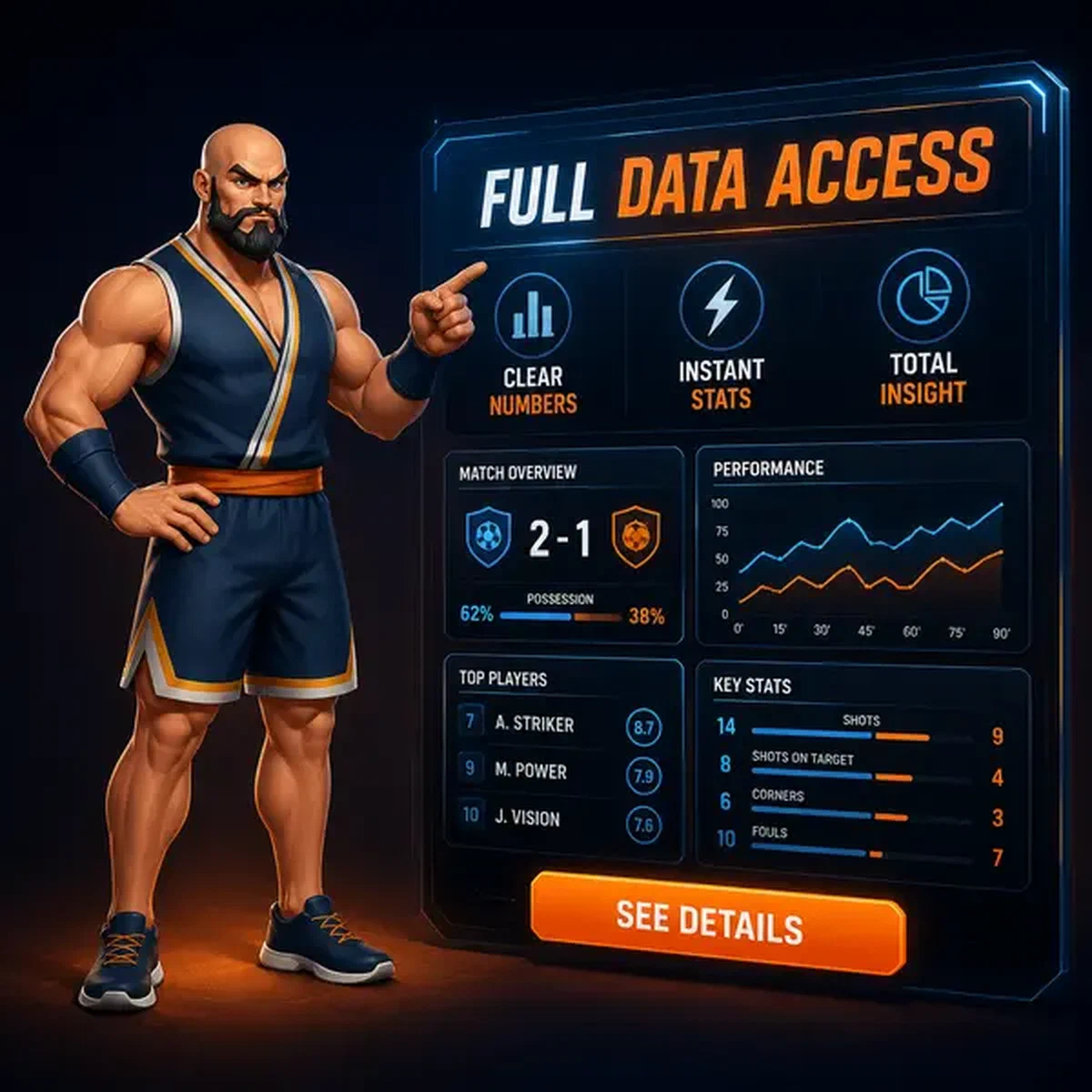 Analista de datos deportivos señalando pantalla de estadísticas deportivas en BetOnRed Casino