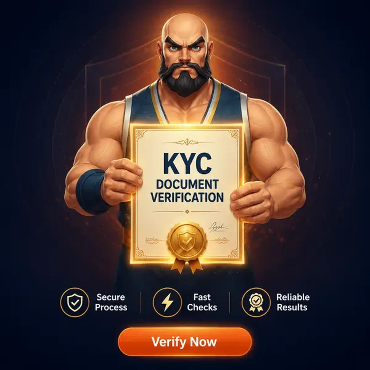 Experto en seguridad sosteniendo certificado de verificación KYC brillante en BetOnRed